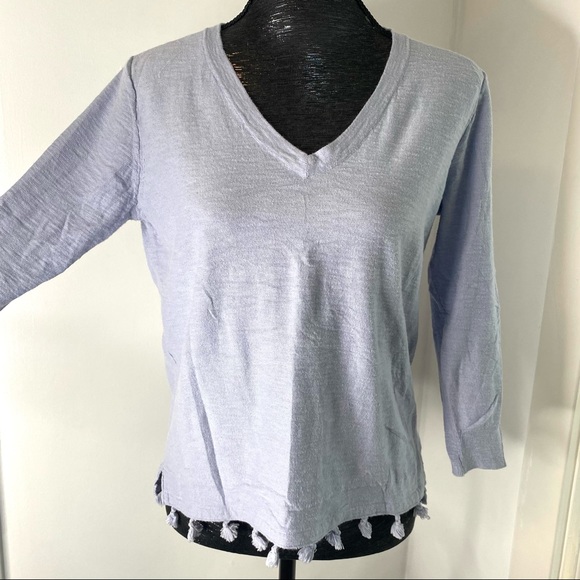 J. Crew V-Neck Tassel Hem Sweater - Picture 2 of 13